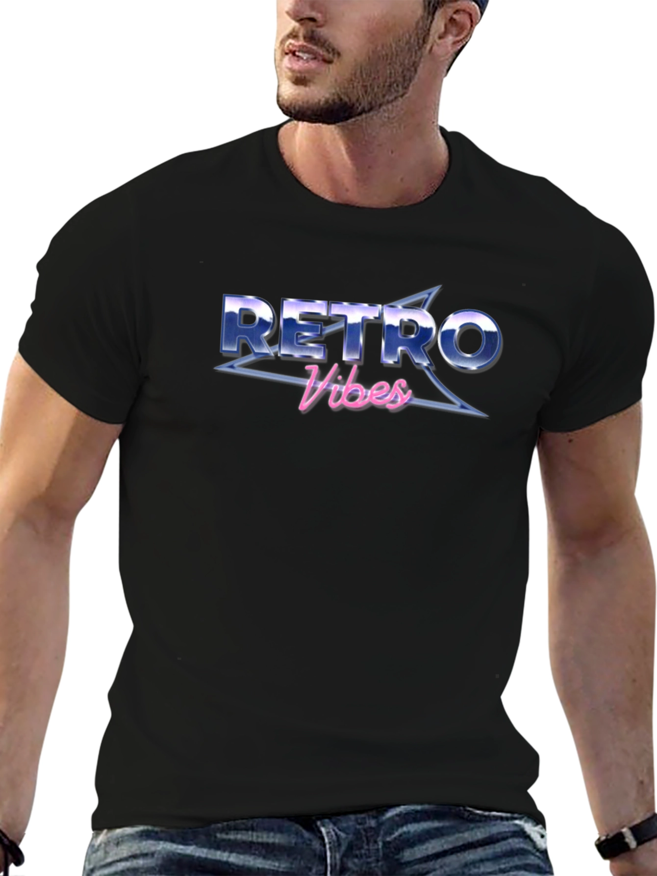 Retro Vibes Graphic T-Shirt - Black