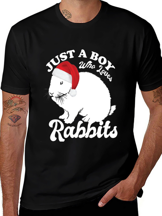 Just a Boy Who Loves Rabbits Christmas T-Shirt