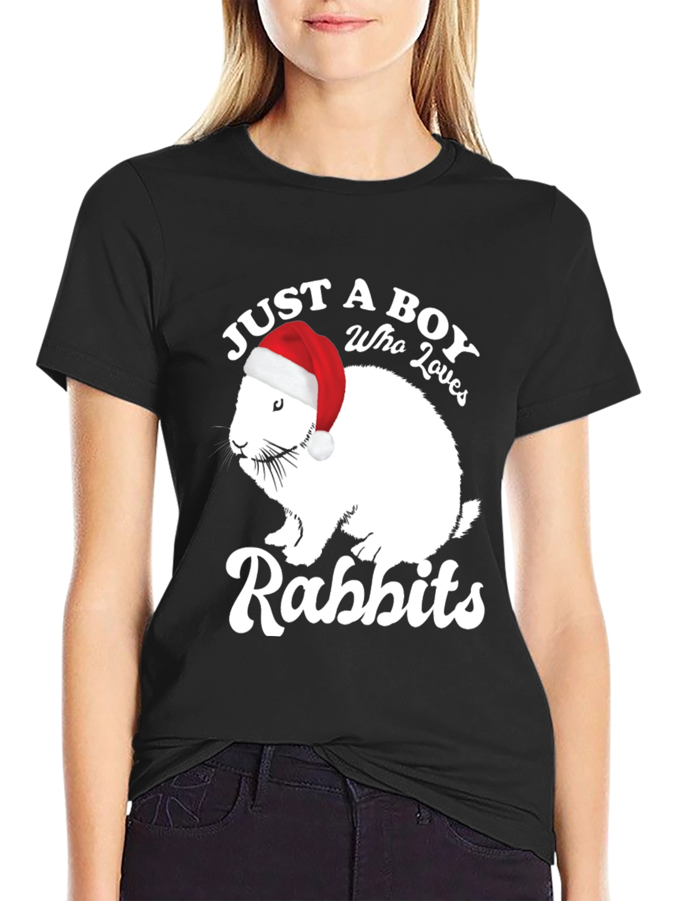 Just a Boy Who Loves Rabbits Christmas T-Shirt