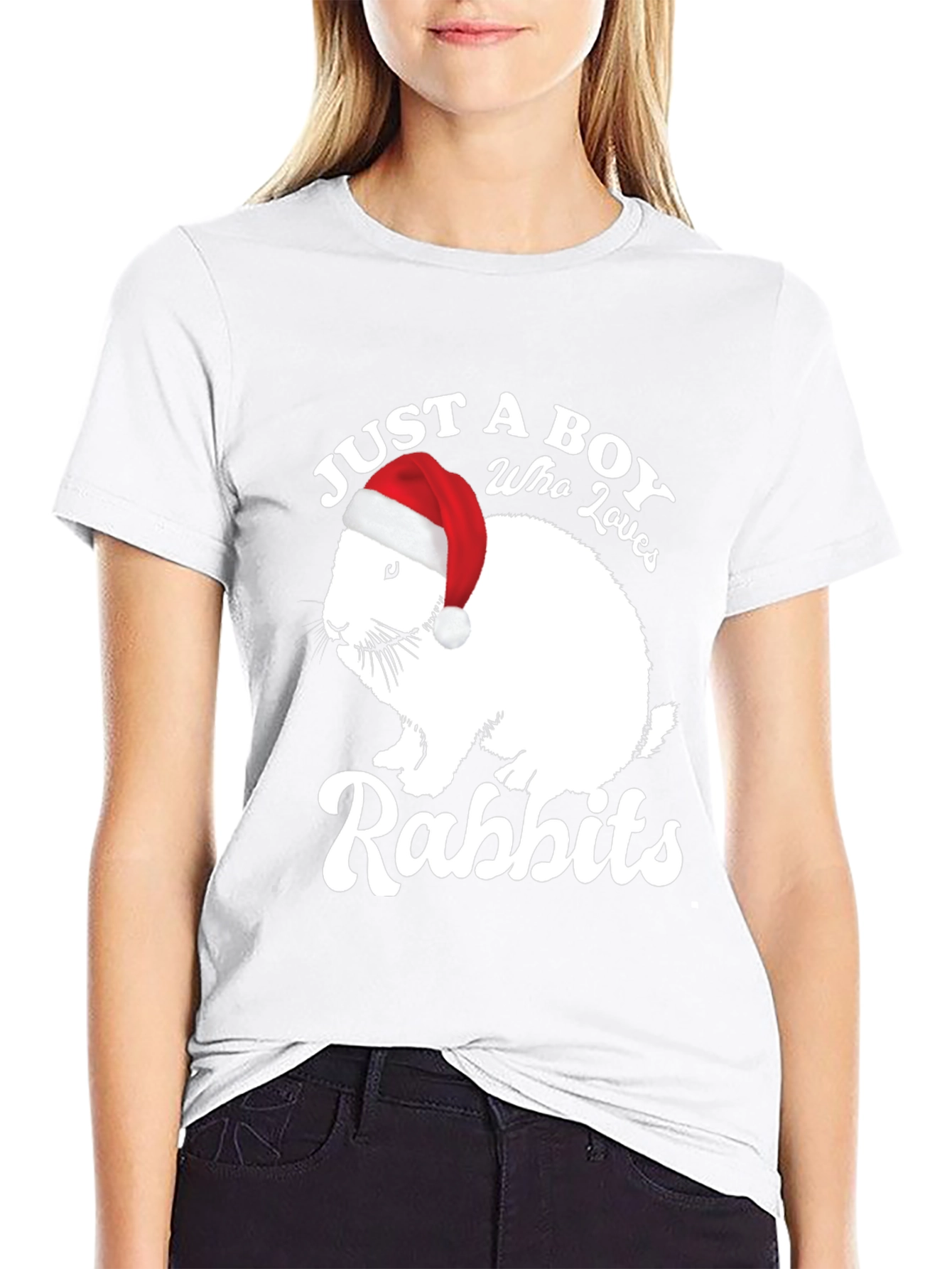 Just a Boy Who Loves Rabbits Christmas T-Shirt