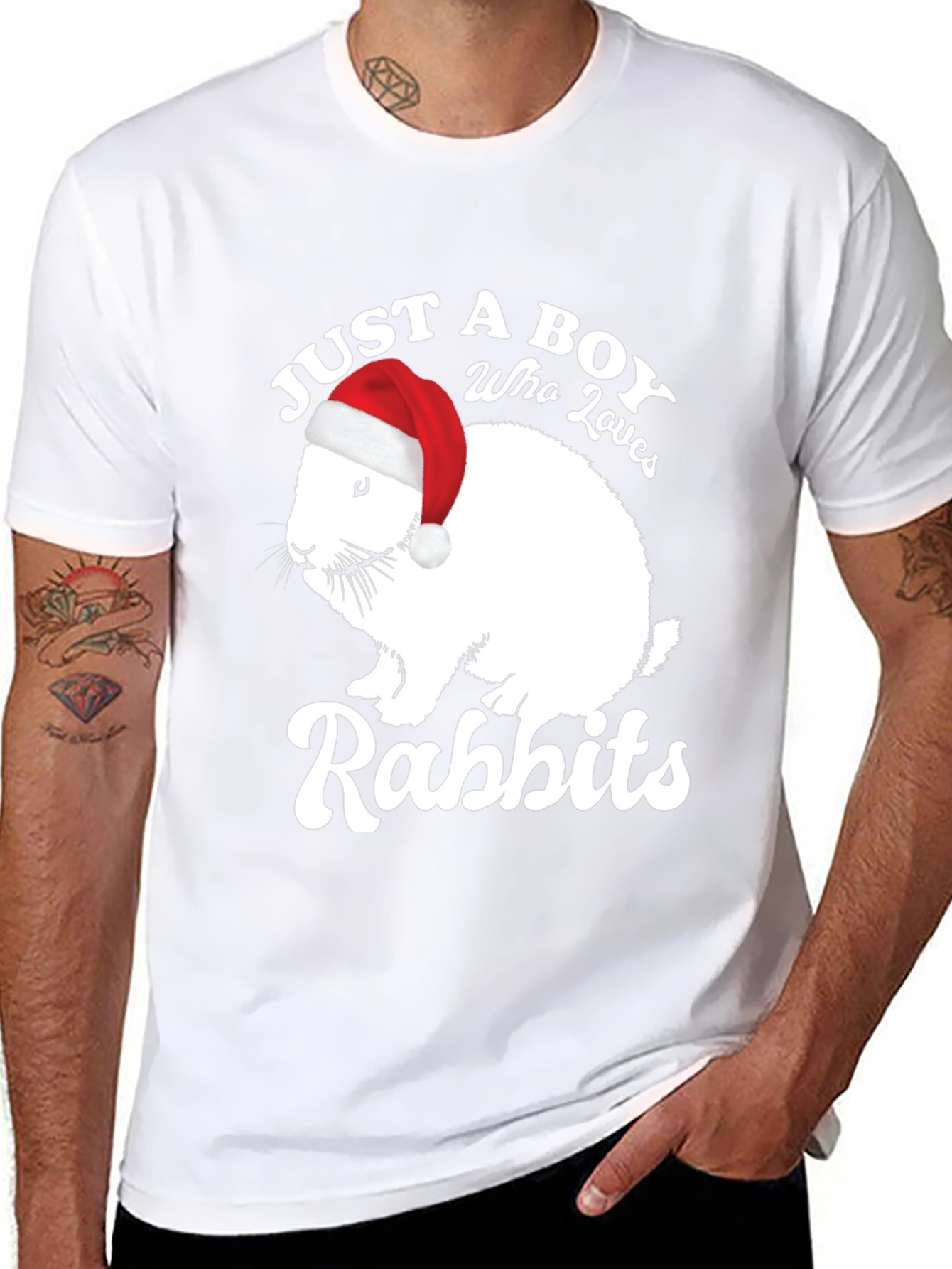 Just a Boy Who Loves Rabbits Christmas T-Shirt