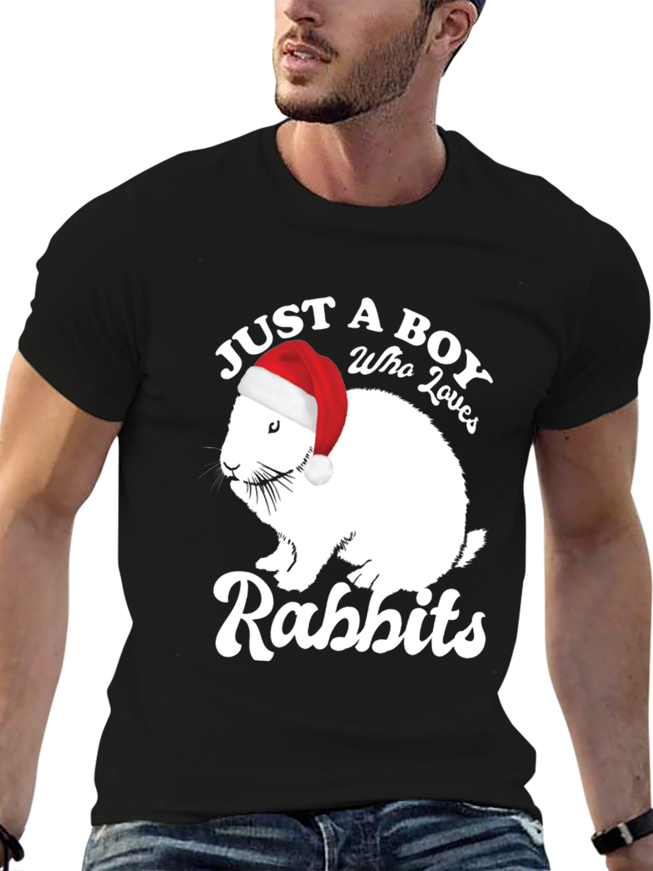 Just a Boy Who Loves Rabbits Christmas T-Shirt