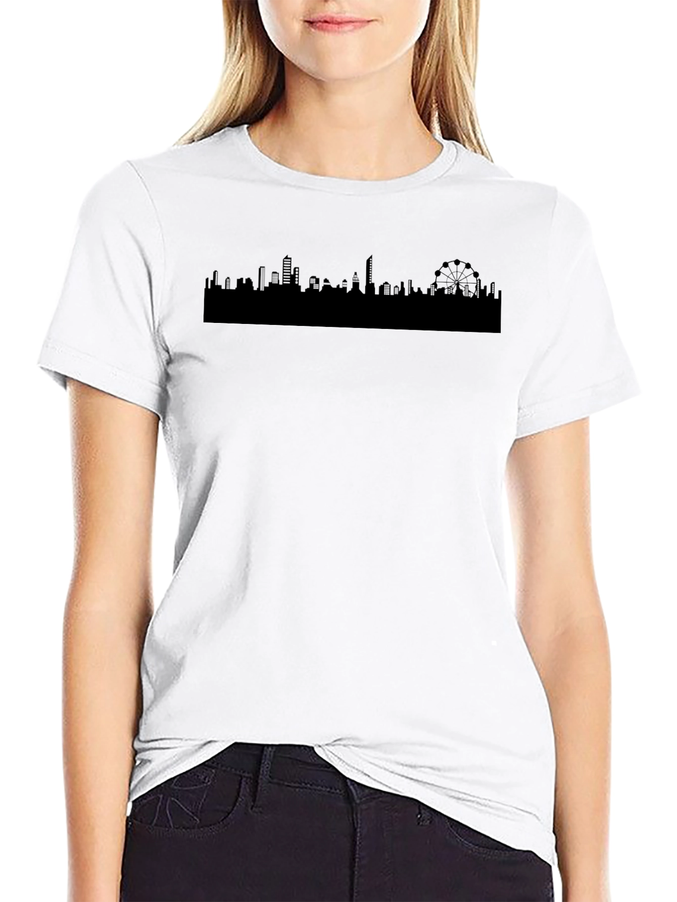 Cityscape Silhouette Tee - Modern Black Graphic T-Shirt
