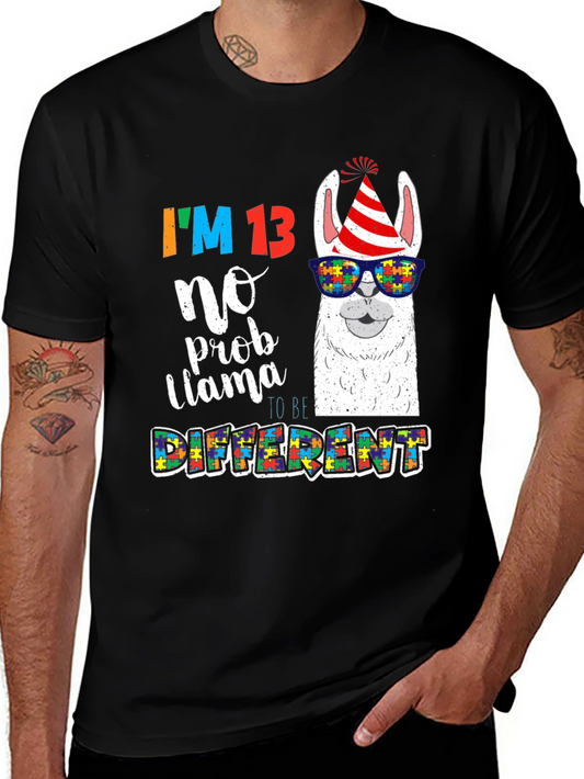 Im 13 No Prob Llama Autism Awareness T-Shirt