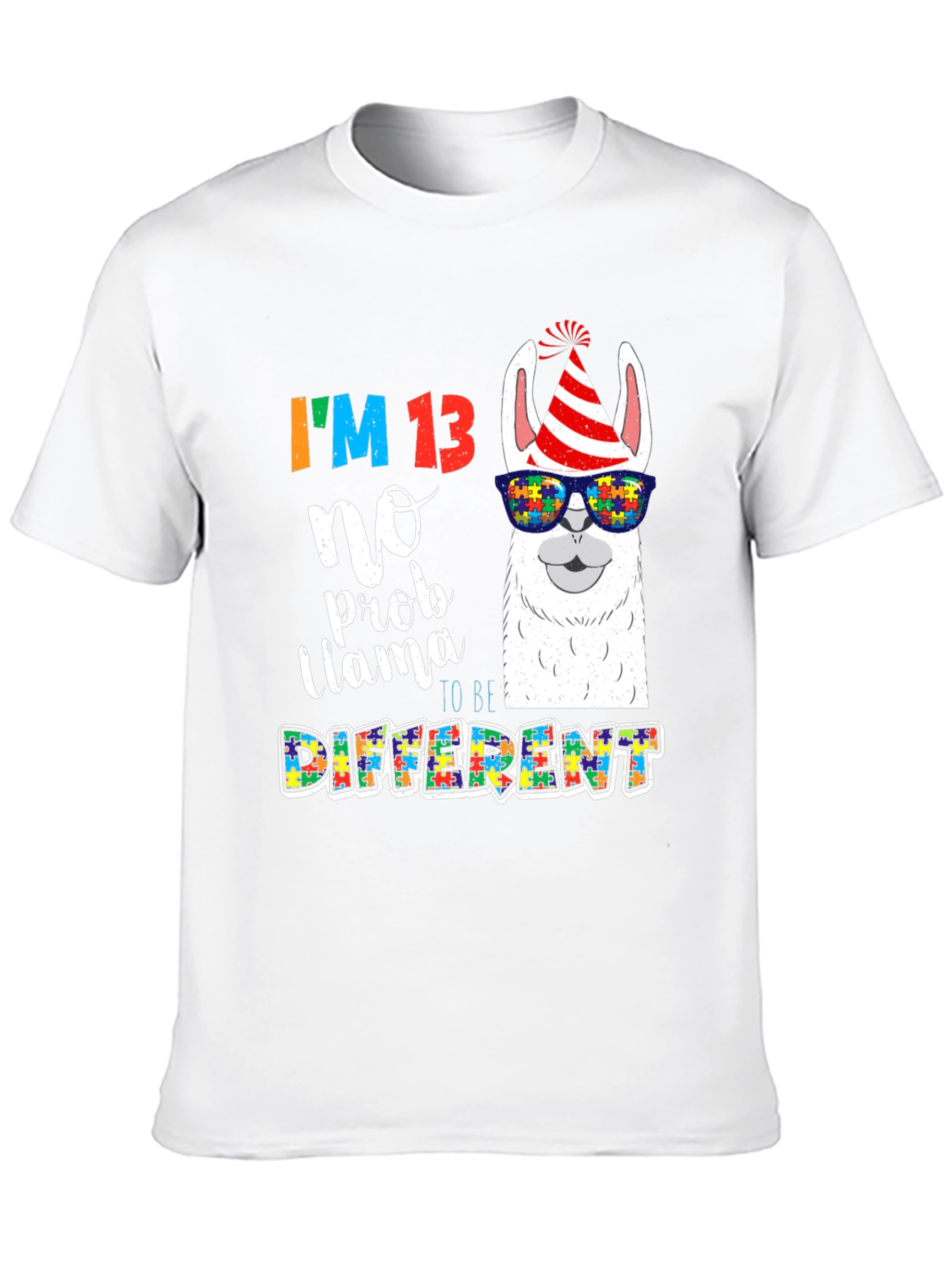 Im 13 No Prob Llama Autism Awareness T-Shirt