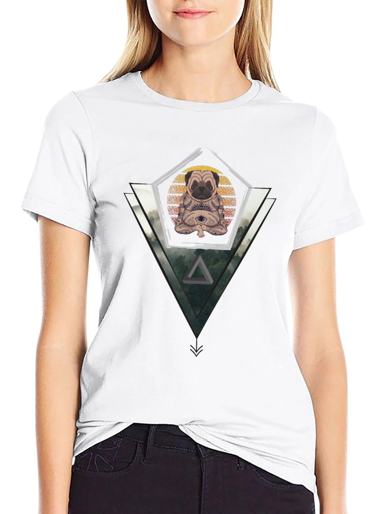 Zen Pug Graphic Tee - Meditating Dog T-Shirt