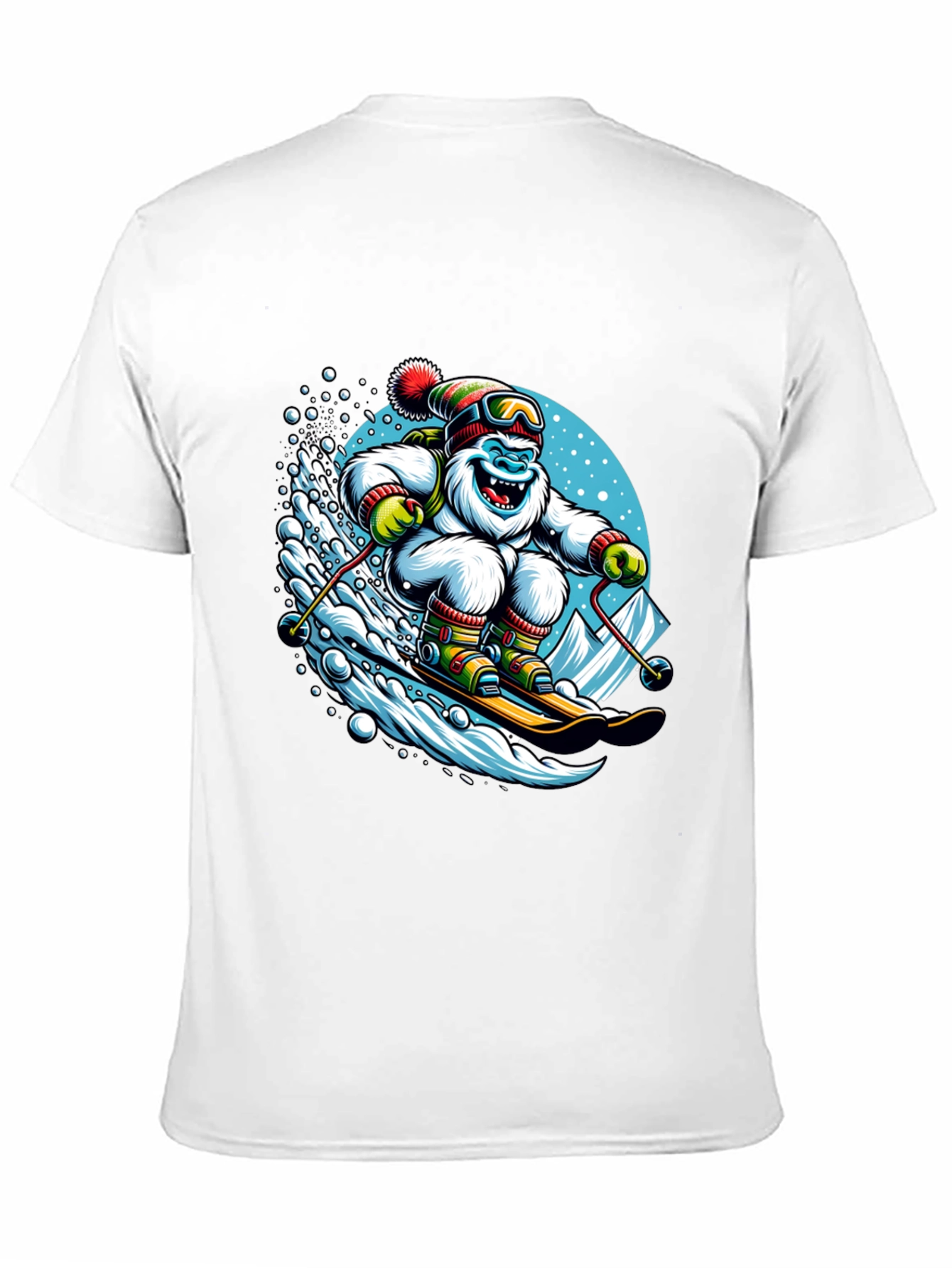 Skiing Yeti Graphic Tee - Black Cotton Shirt