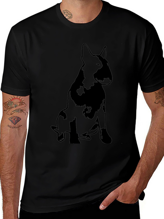 Black Bull Terrier Silhouette Graphic T-Shirt