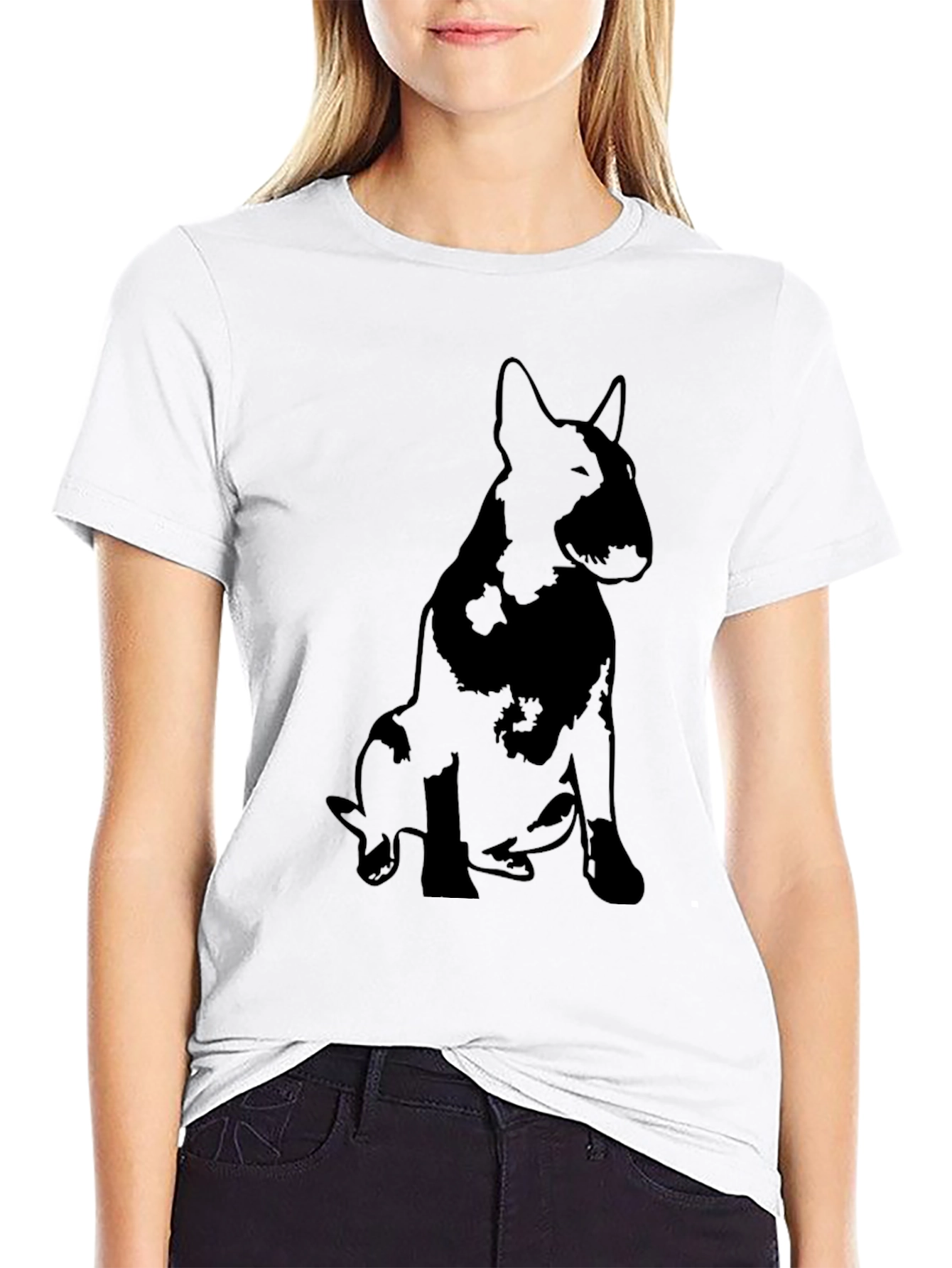 Black Bull Terrier Silhouette Graphic T-Shirt
