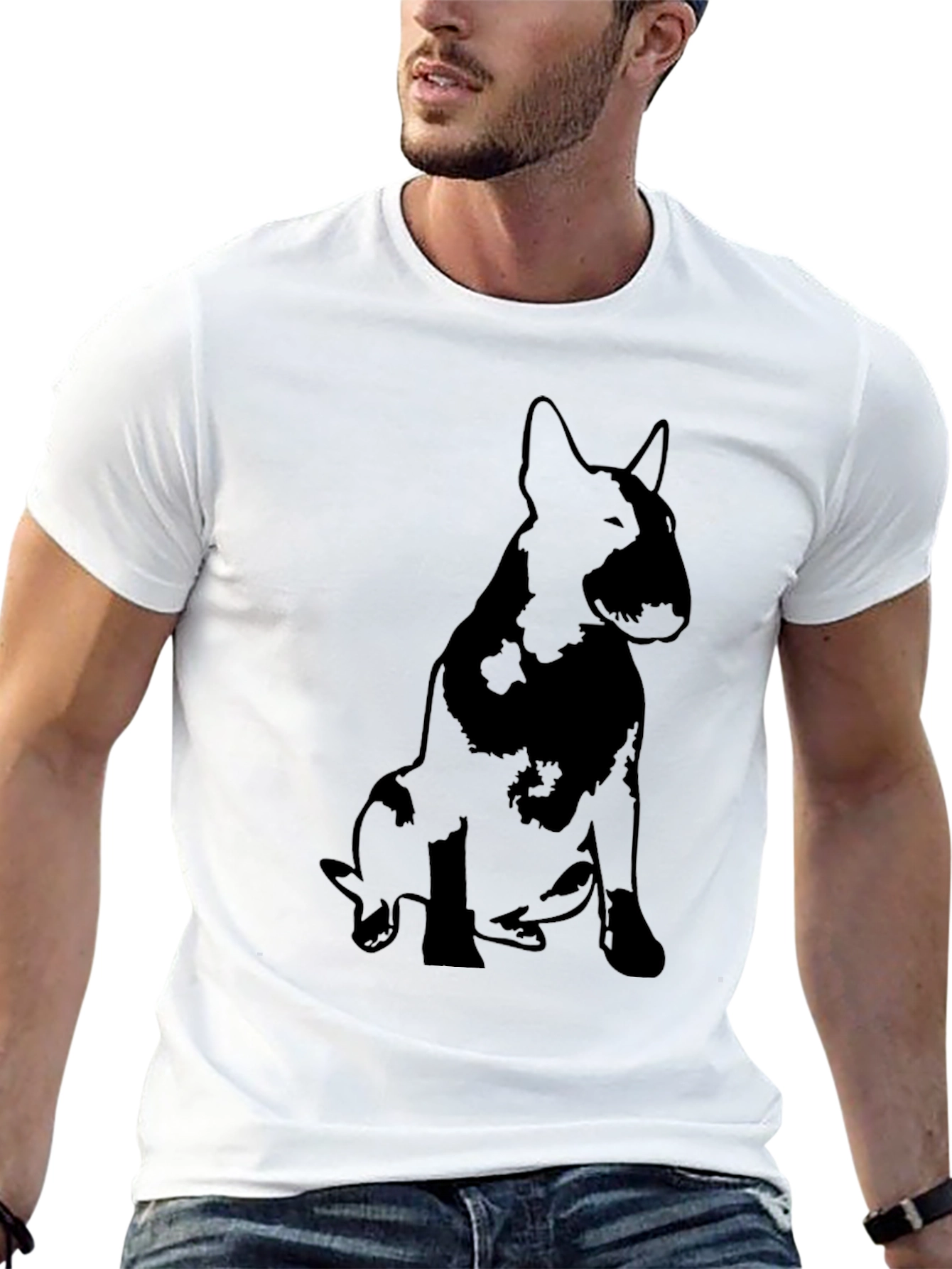 Black Bull Terrier Silhouette Graphic T-Shirt