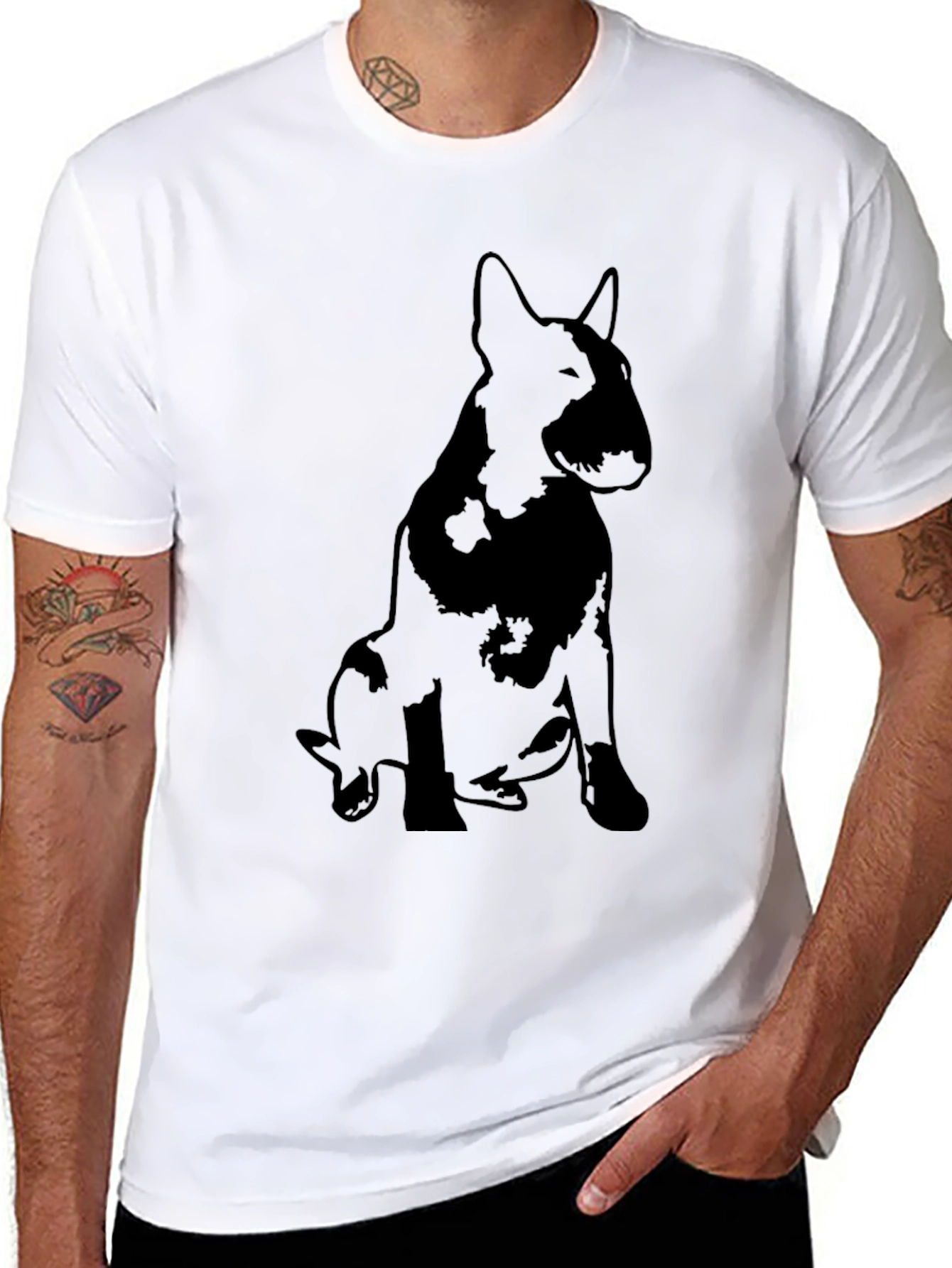 Black Bull Terrier Silhouette Graphic T-Shirt