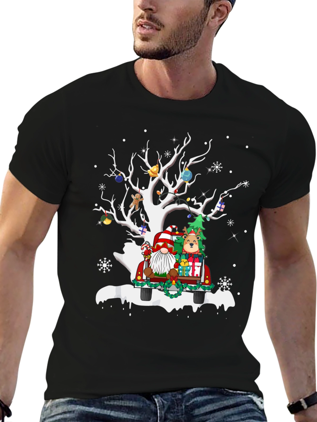 Festive Christmas Tree Truck Graphic Tee