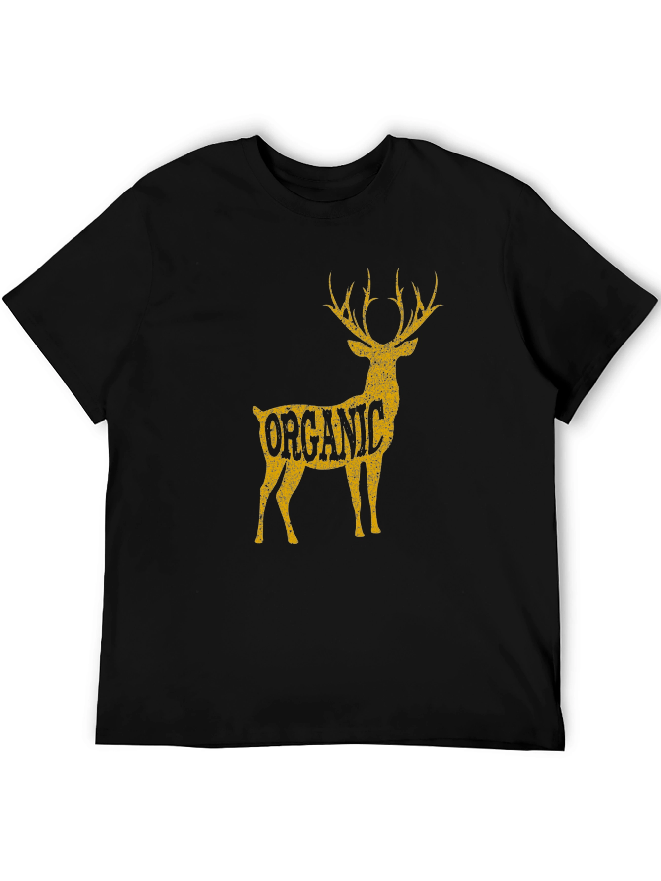 Organic Deer Graphic T-Shirt - Black Cotton Tee