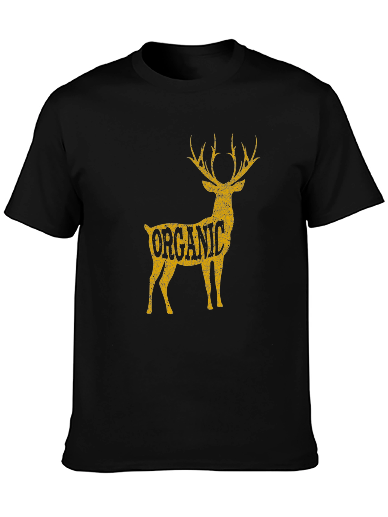Organic Deer Graphic T-Shirt - Black Cotton Tee