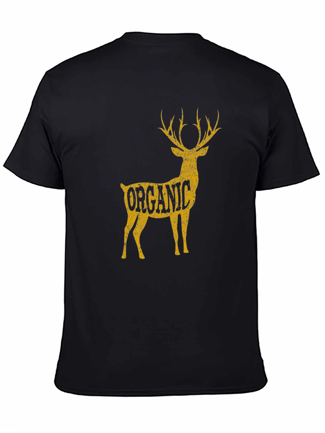 Organic Deer Graphic T-Shirt - Black Cotton Tee