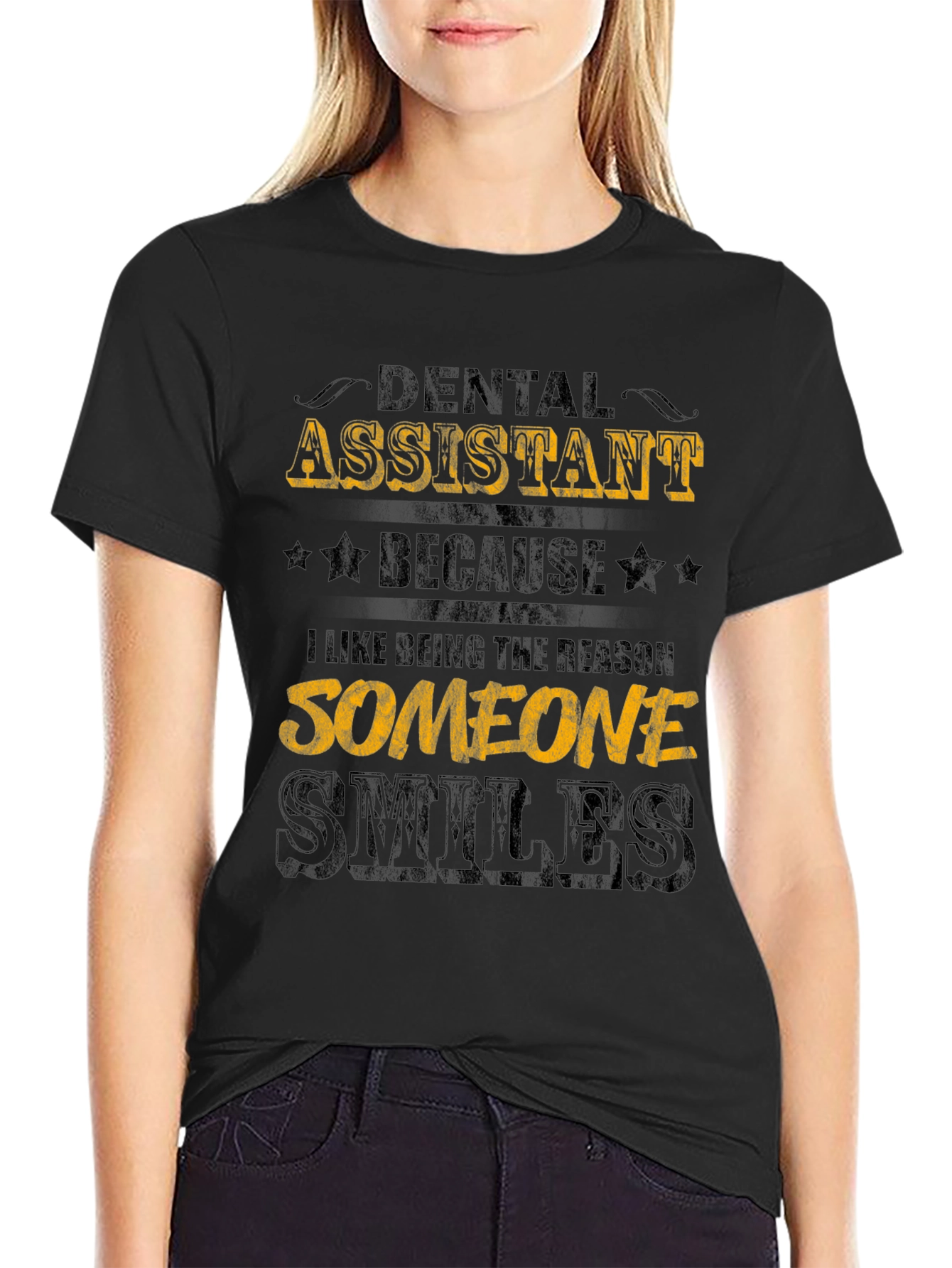 Dental Assistant Smiles Black Graphic Tee
