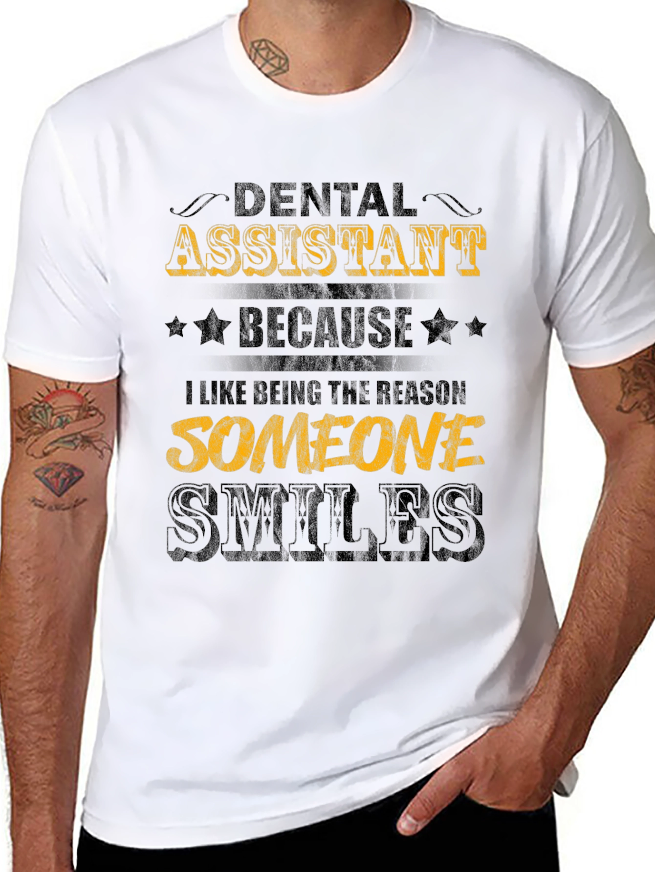 Dental Assistant Smiles Black Graphic Tee