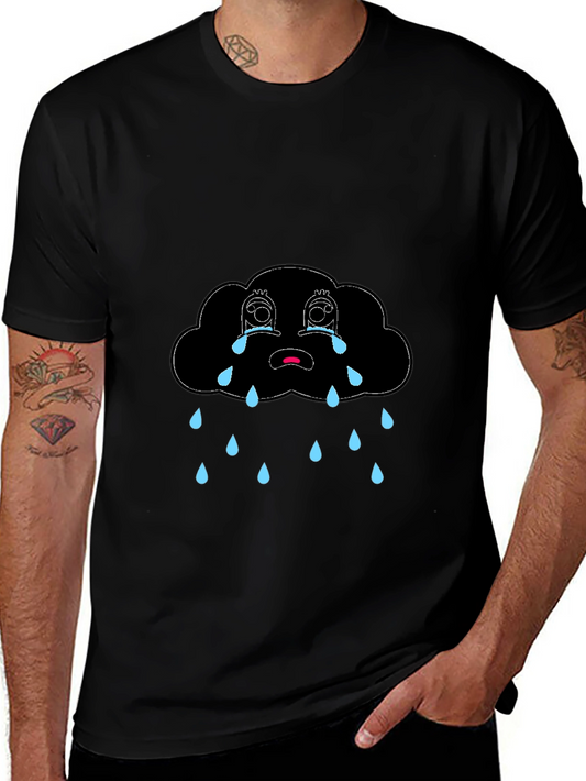 Sad Cloud Graphic Black T-Shirt