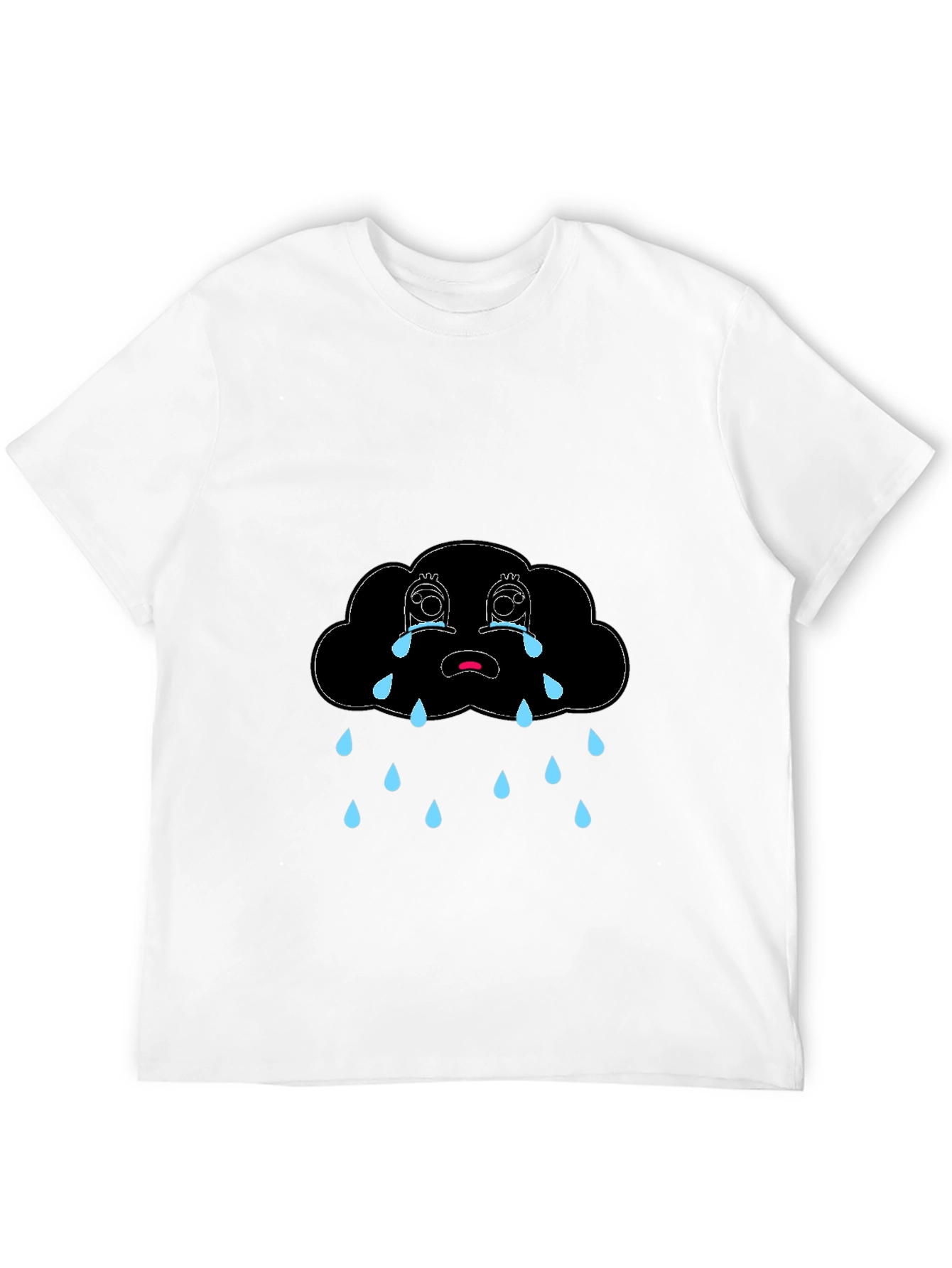 Sad Cloud Graphic Black T-Shirt
