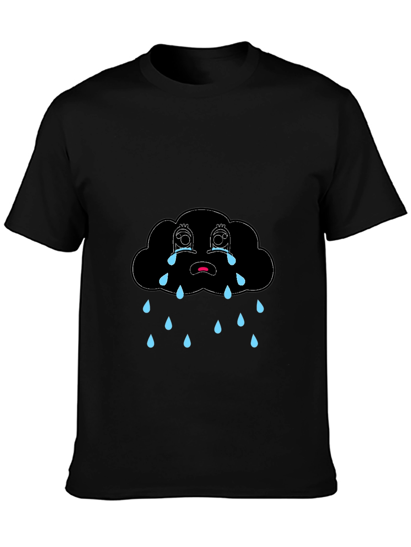 Sad Cloud Graphic Black T-Shirt