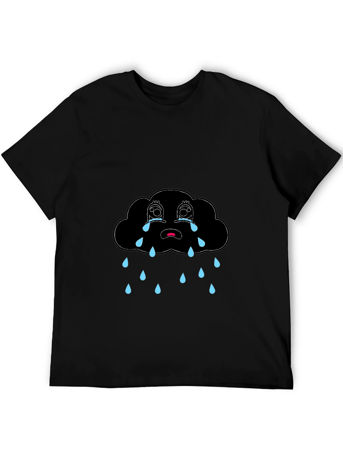 Sad Cloud Graphic Black T-Shirt