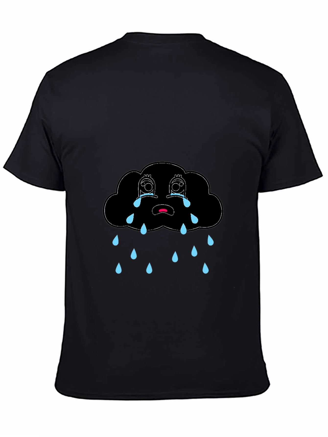 Sad Cloud Graphic Black T-Shirt