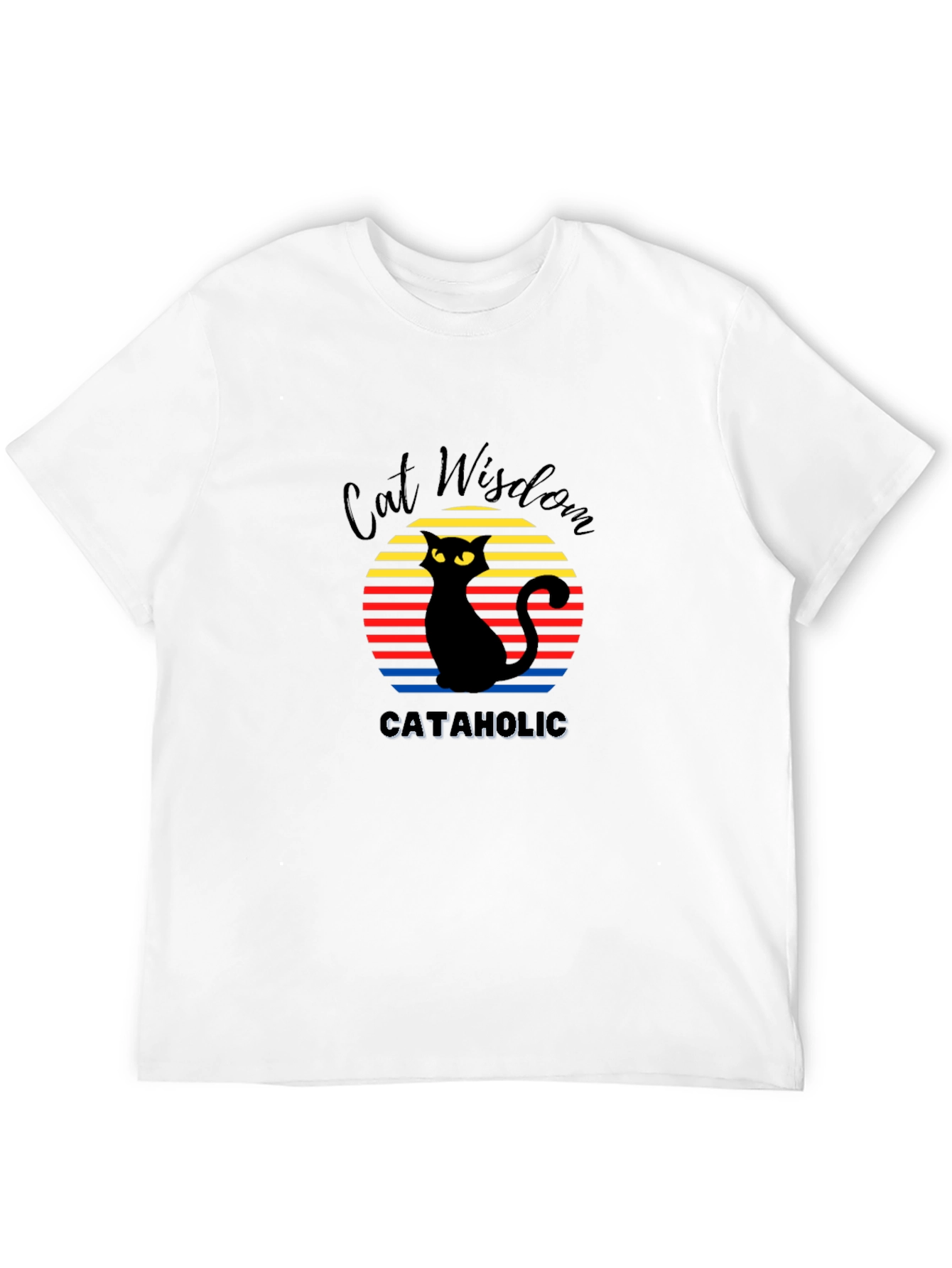 Cat Wisdom Graphic Tee - Retro Cataholic T-Shirt