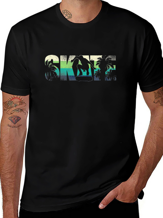 Skateboarding Tee - Retro Palm Design