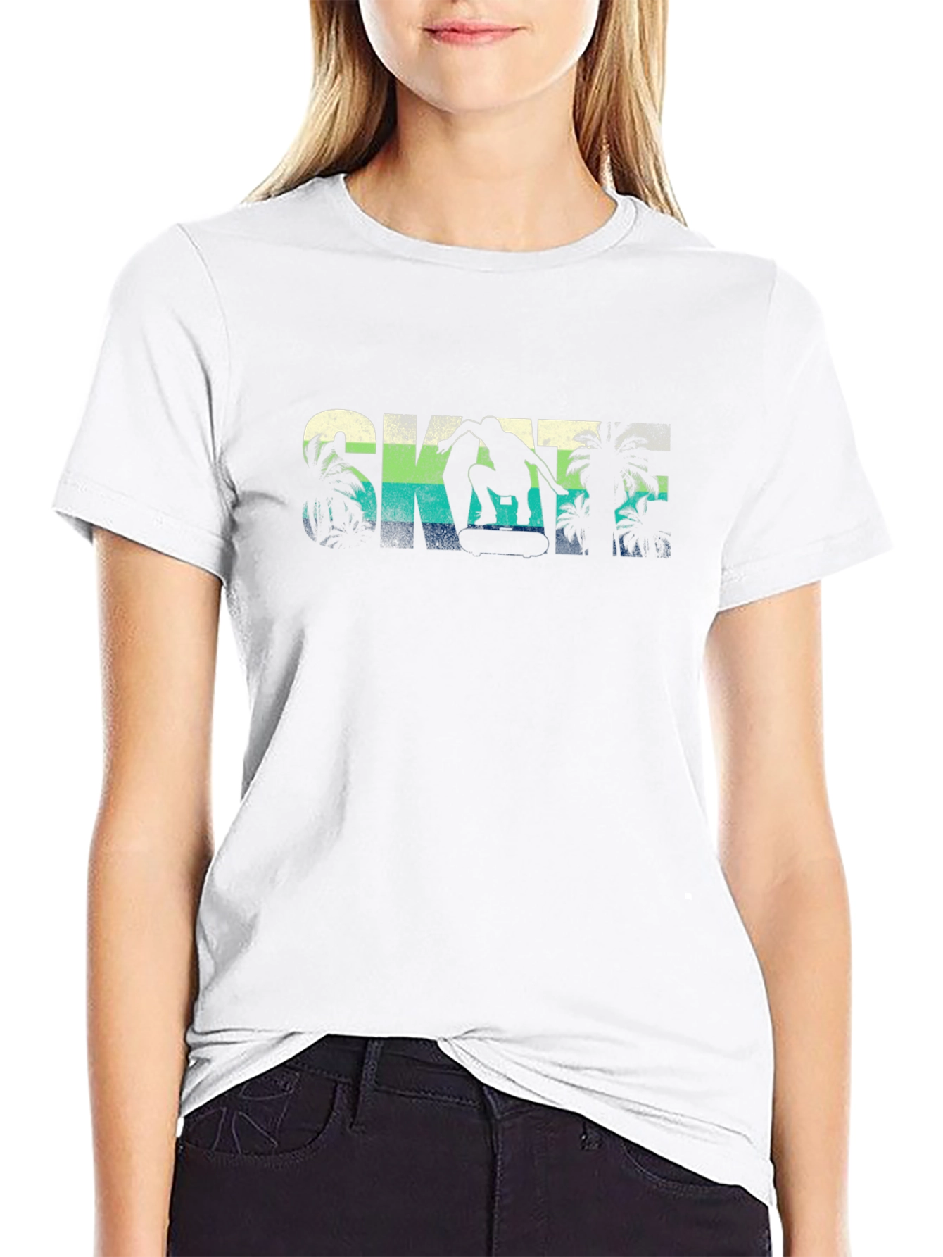 Skateboarding Tee - Retro Palm Design