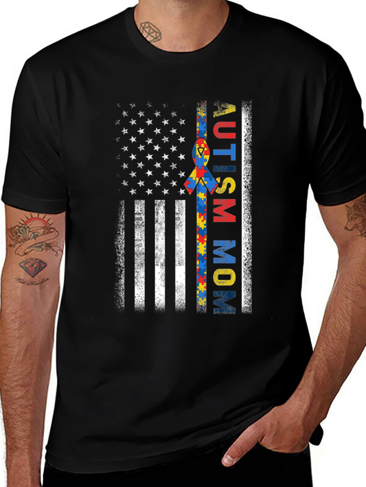 Autism Mom US Flag T-Shirt