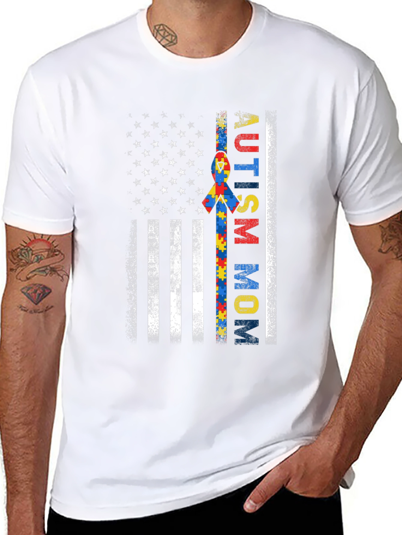 Autism Mom US Flag T-Shirt