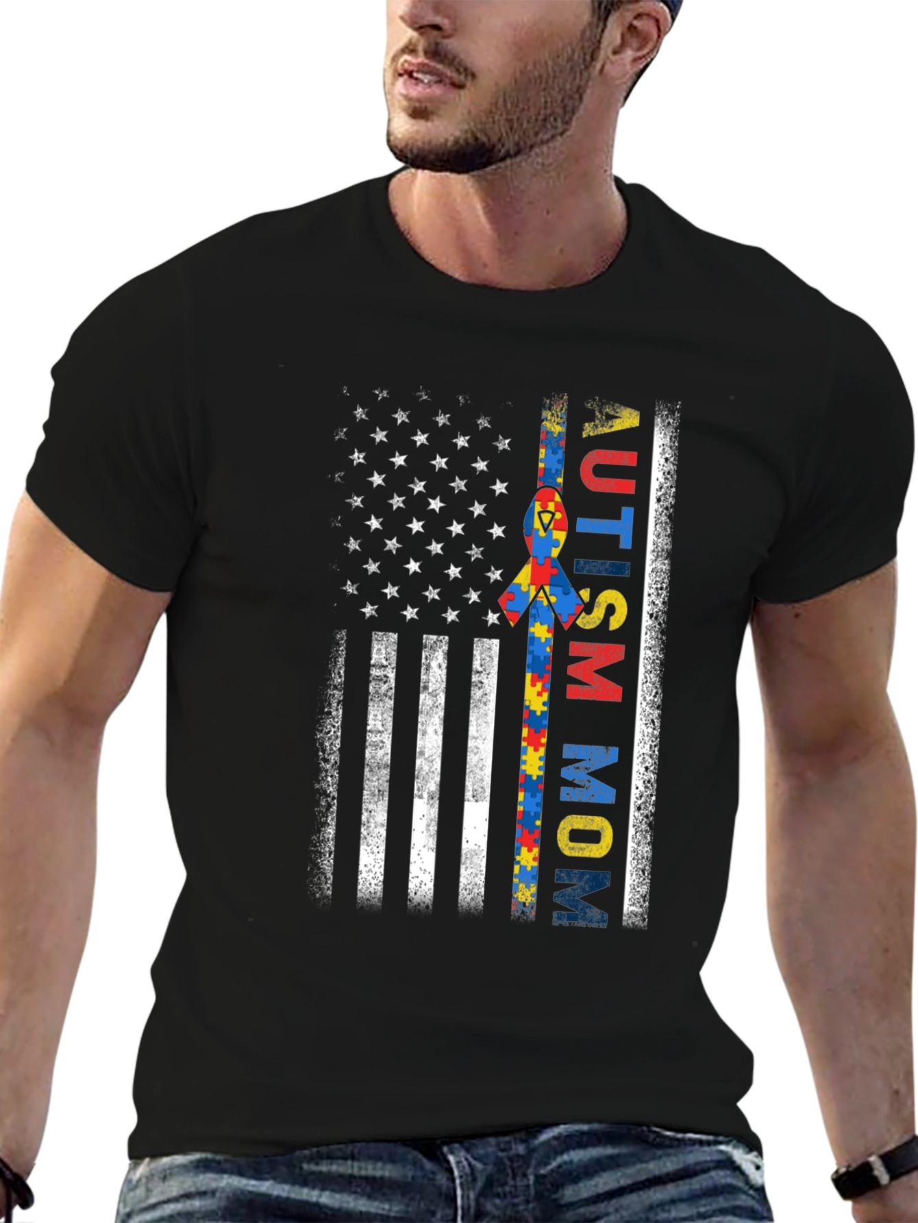 Autism Mom US Flag T-Shirt