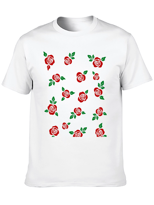 Rose Pattern T-Shirt - Stylish Floral Design