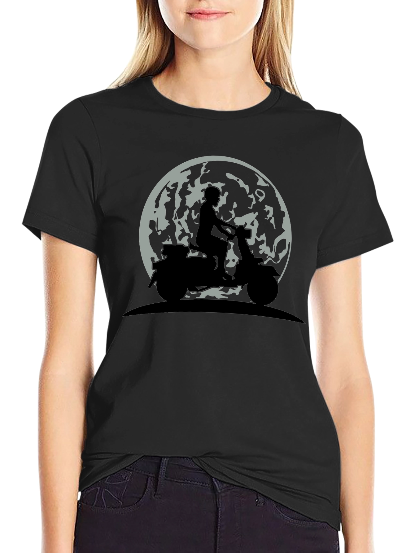 Moon Rider Graphic Tee - Black Cotton T-Shirt