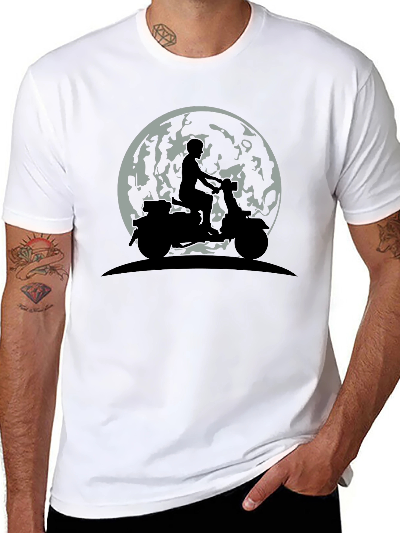 Moon Rider Graphic Tee - Black Cotton T-Shirt