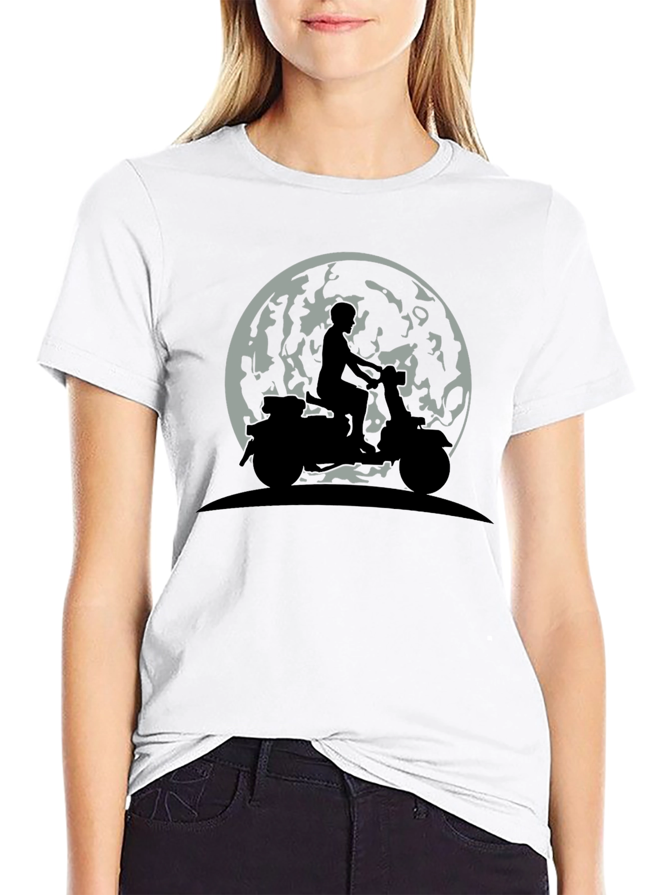 Moon Rider Graphic Tee - Black Cotton T-Shirt