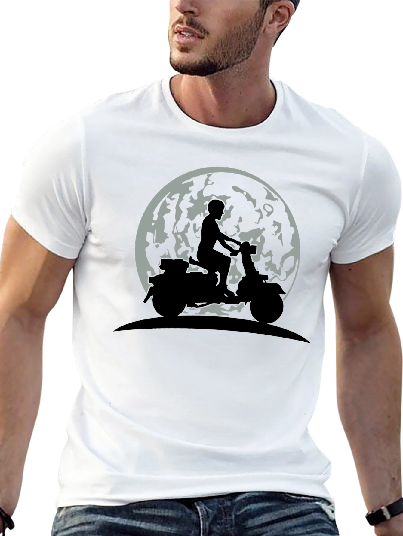 Moon Rider Graphic Tee - Black Cotton T-Shirt