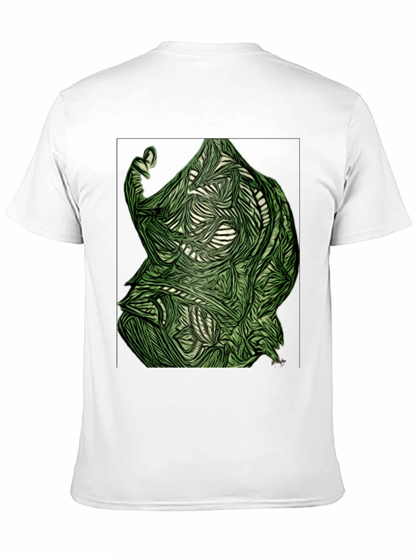 Abstract Green Figure Graphic Tee - Black