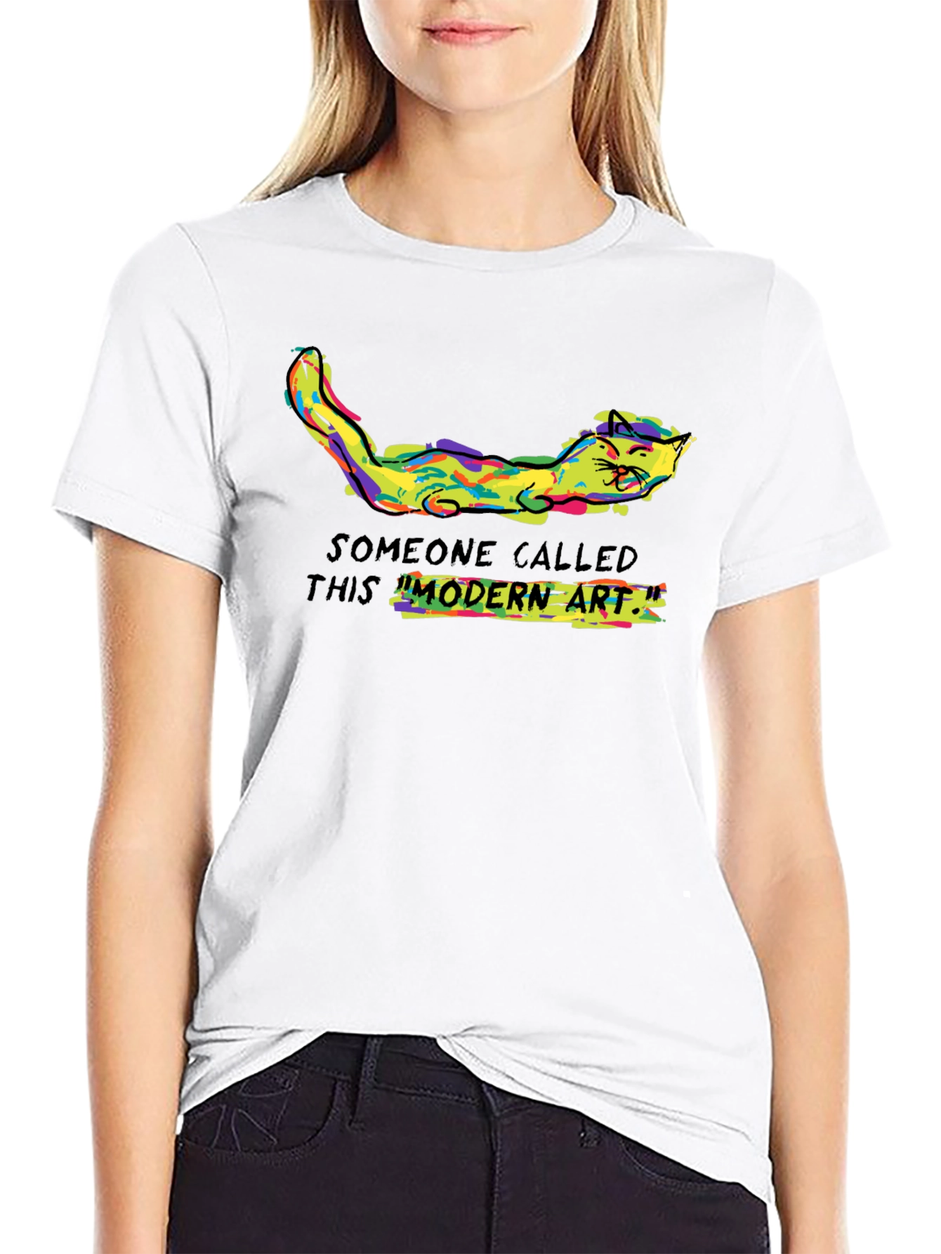 Modern Art Cat Tee - Funny Graphic T-Shirt