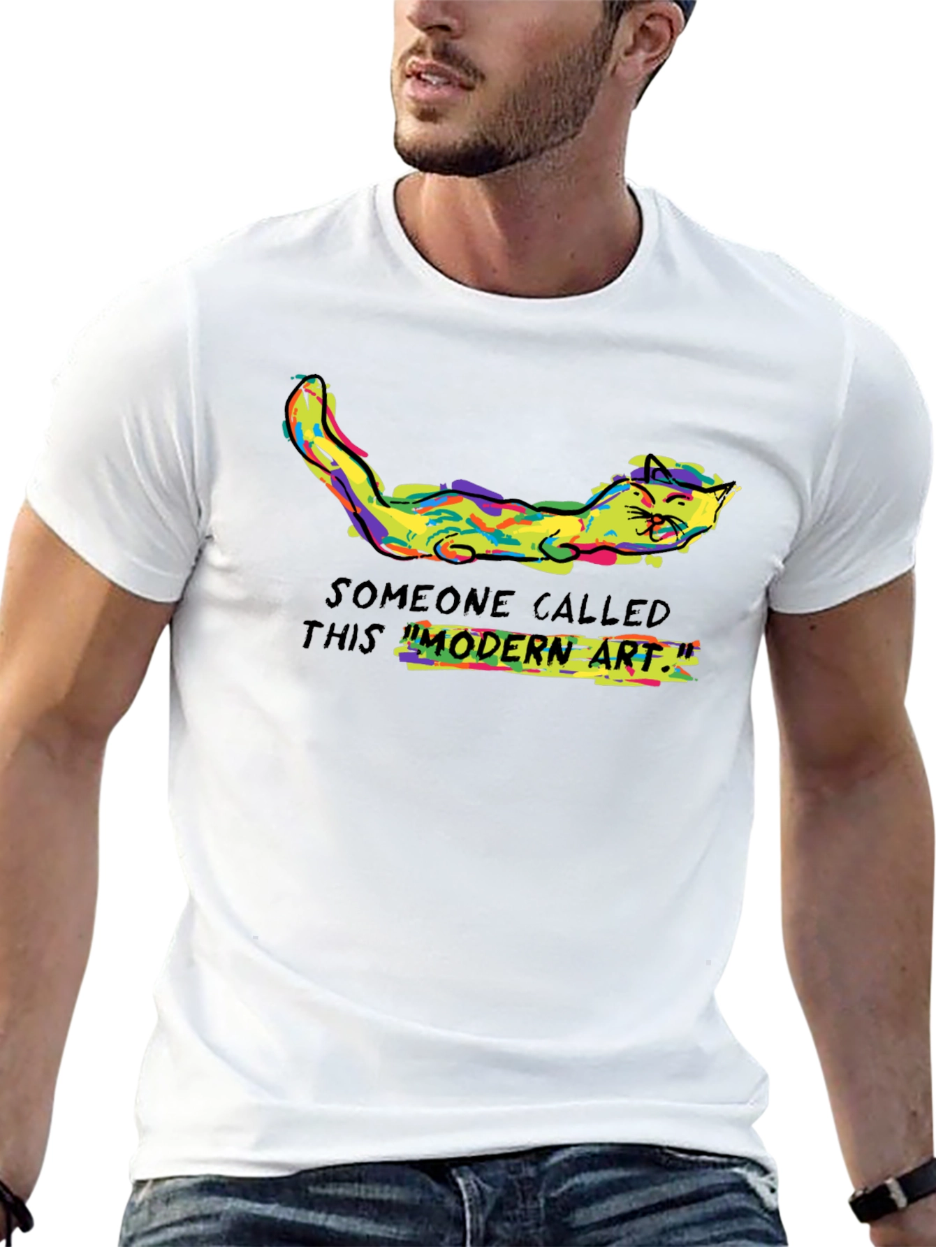 Modern Art Cat Tee - Funny Graphic T-Shirt