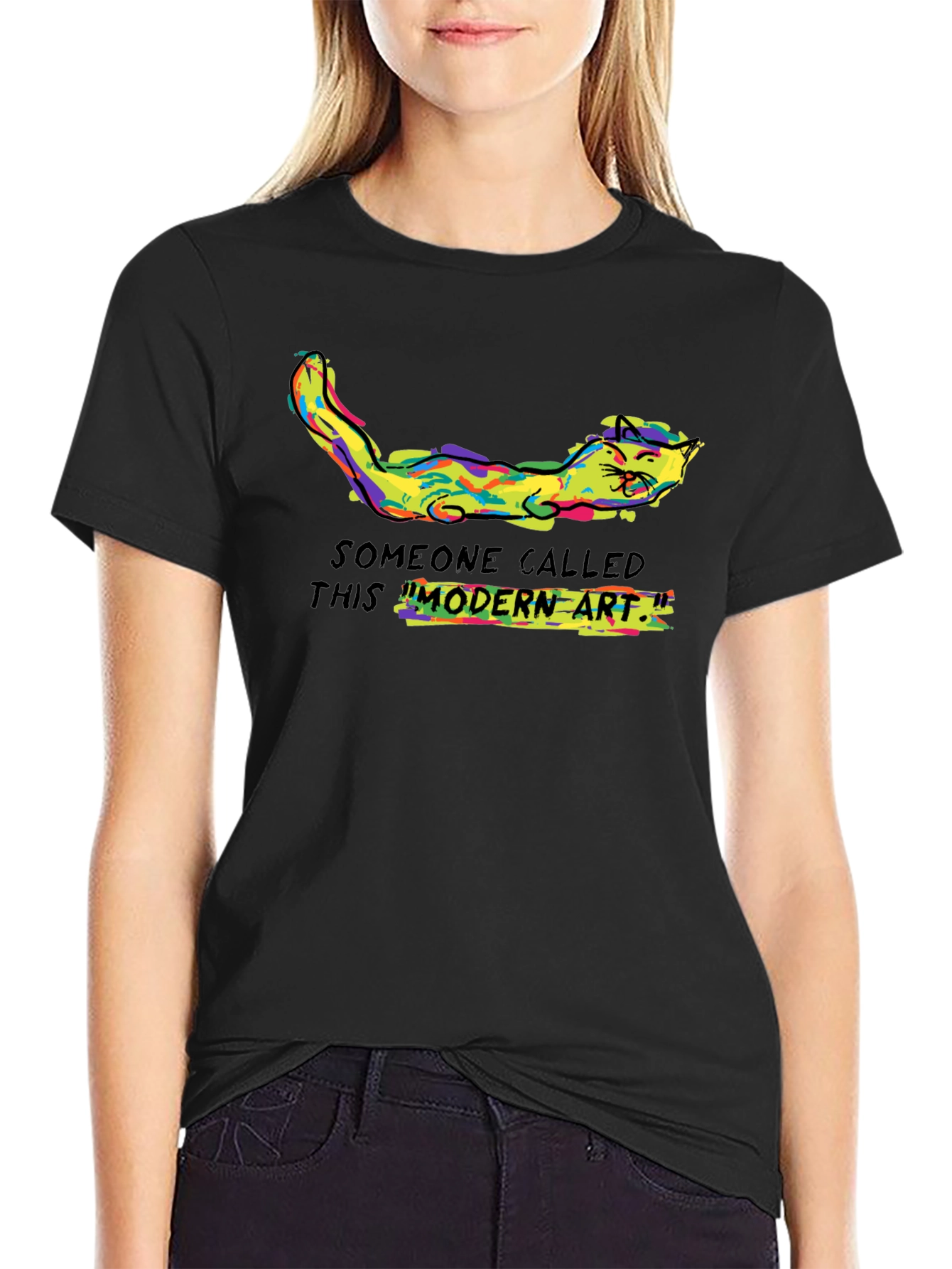 Modern Art Cat Tee - Funny Graphic T-Shirt
