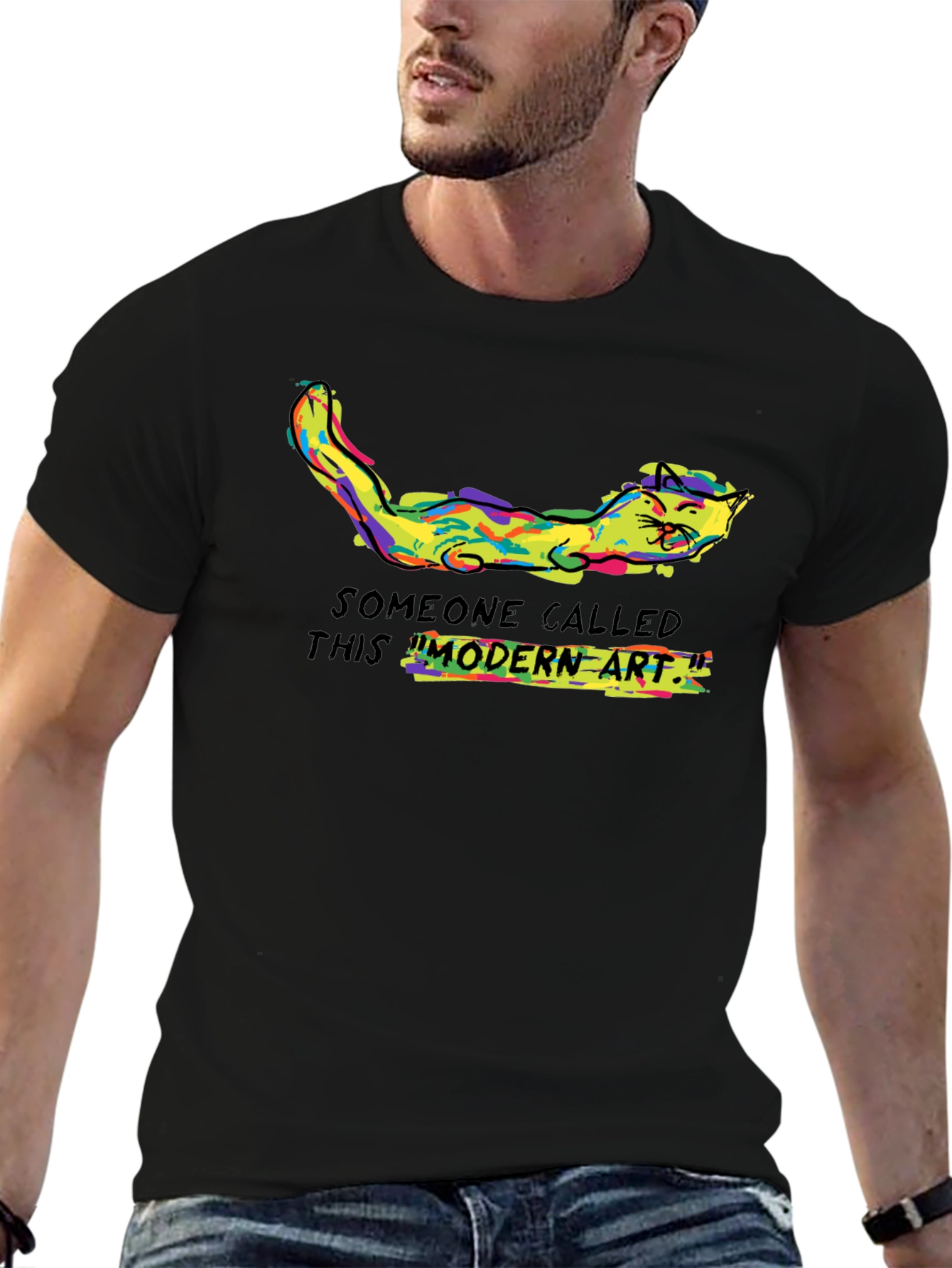 Modern Art Cat Tee - Funny Graphic T-Shirt
