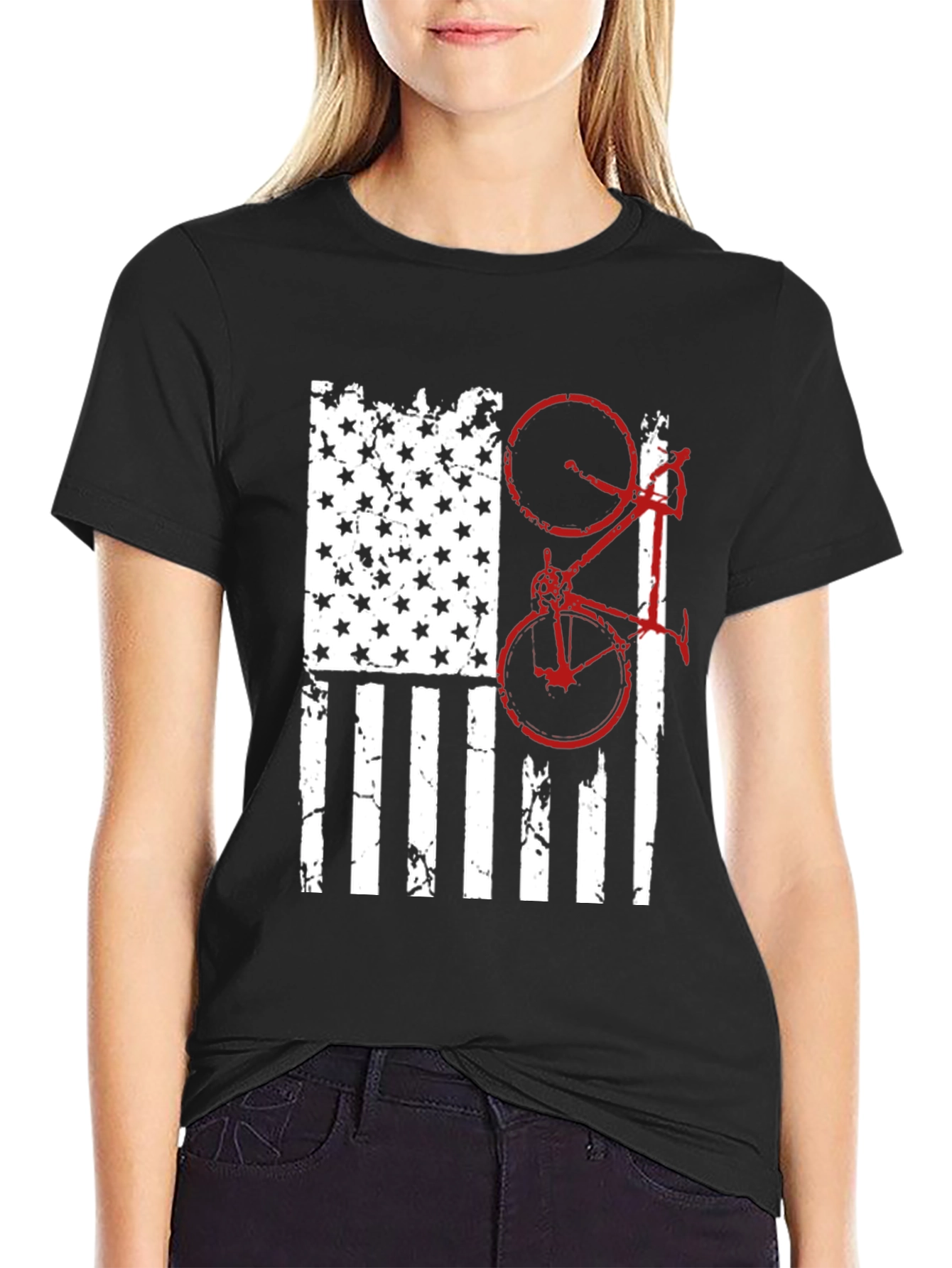American Flag Bike Graphic Tee