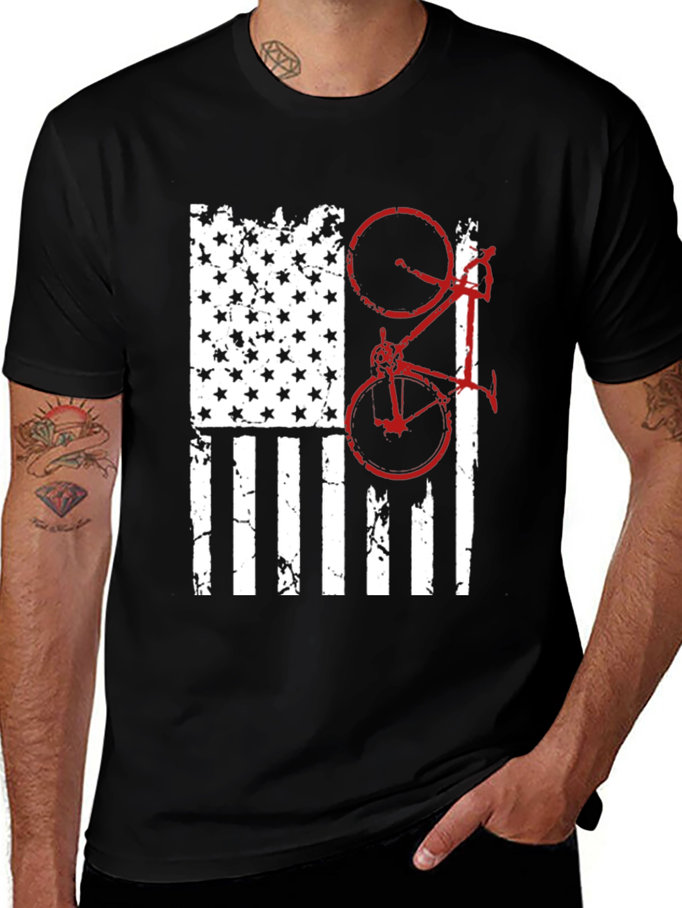 American Flag Bike Graphic Tee
