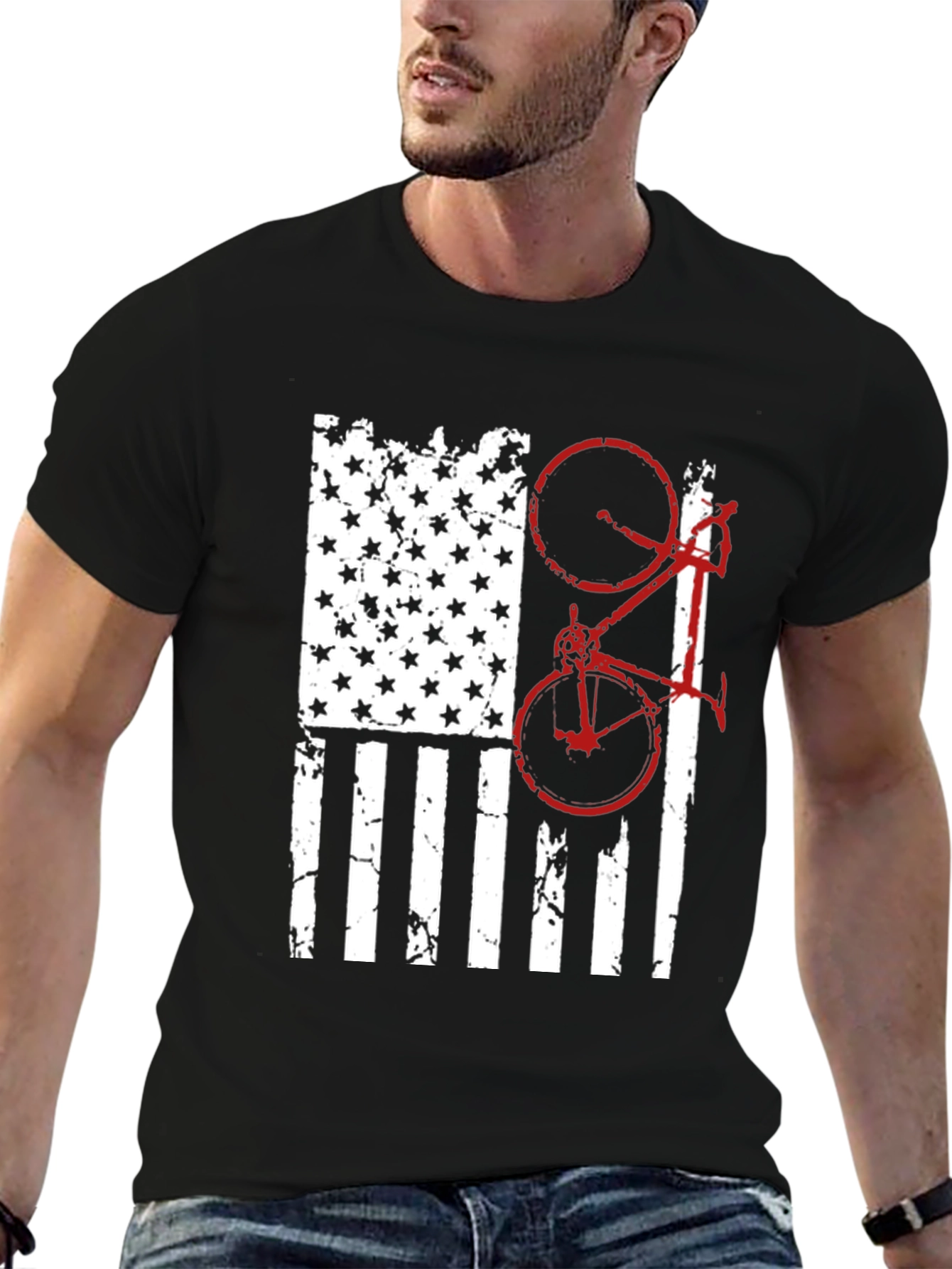 American Flag Bike Graphic Tee