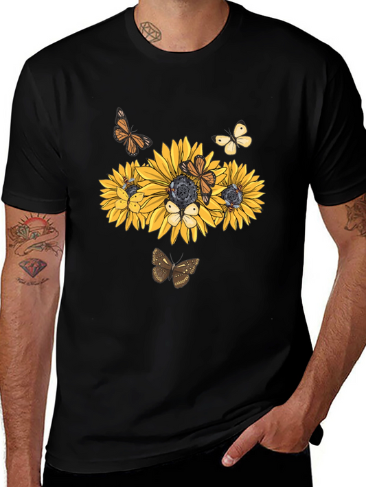 Sunflower Butterfly Graphic Tee - Black