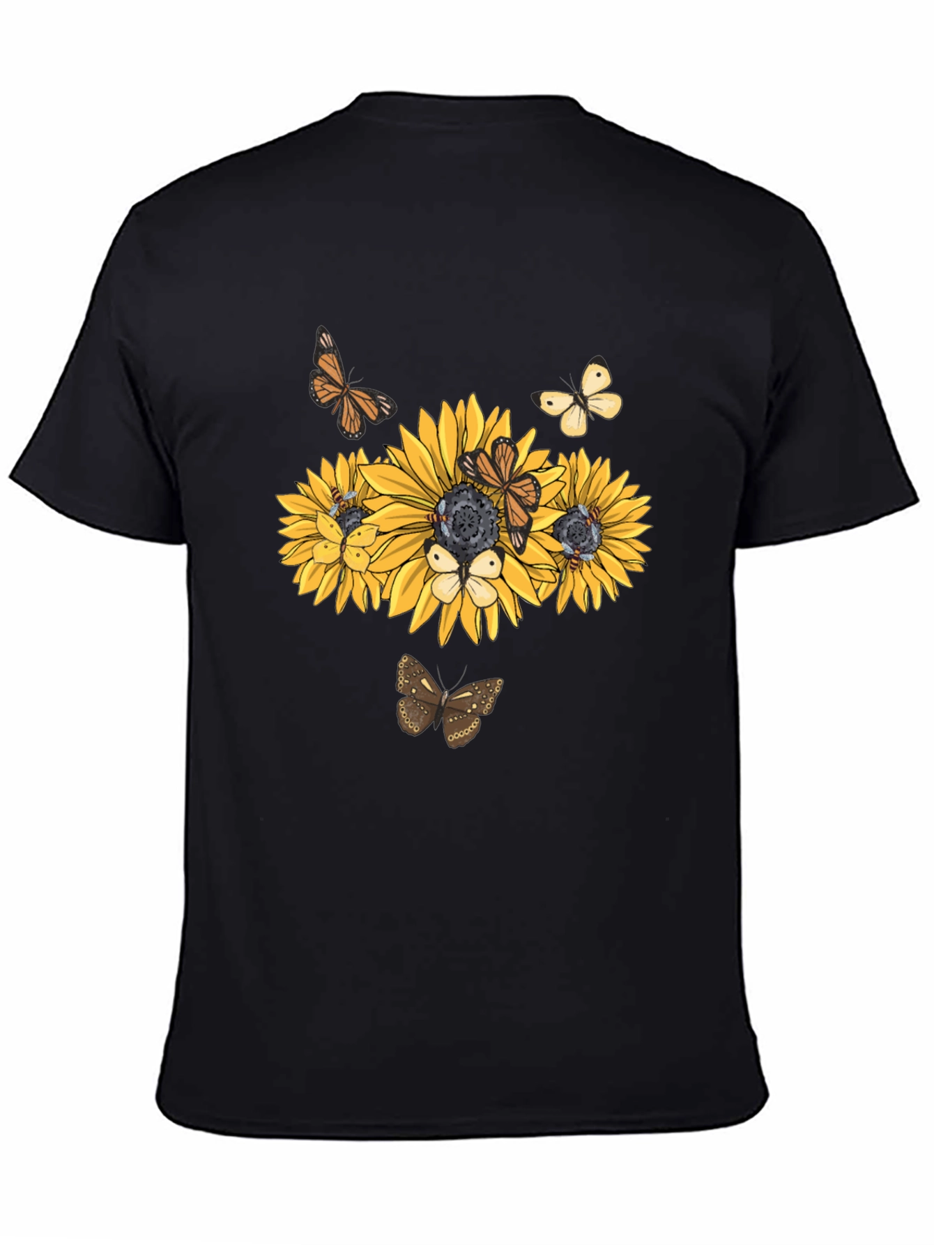 Sunflower Butterfly Graphic Tee - Black