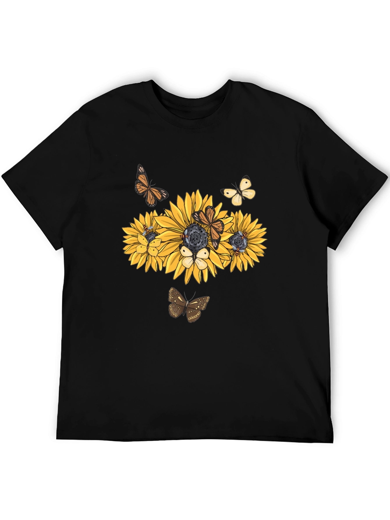 Sunflower Butterfly Graphic Tee - Black