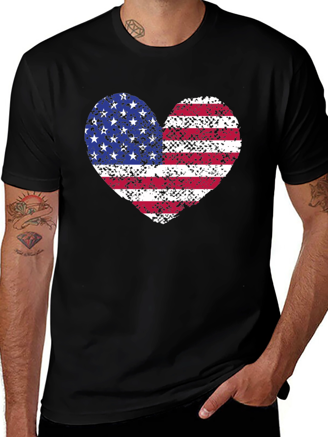 USA Flag Heart T-Shirt - Patriotic Pride