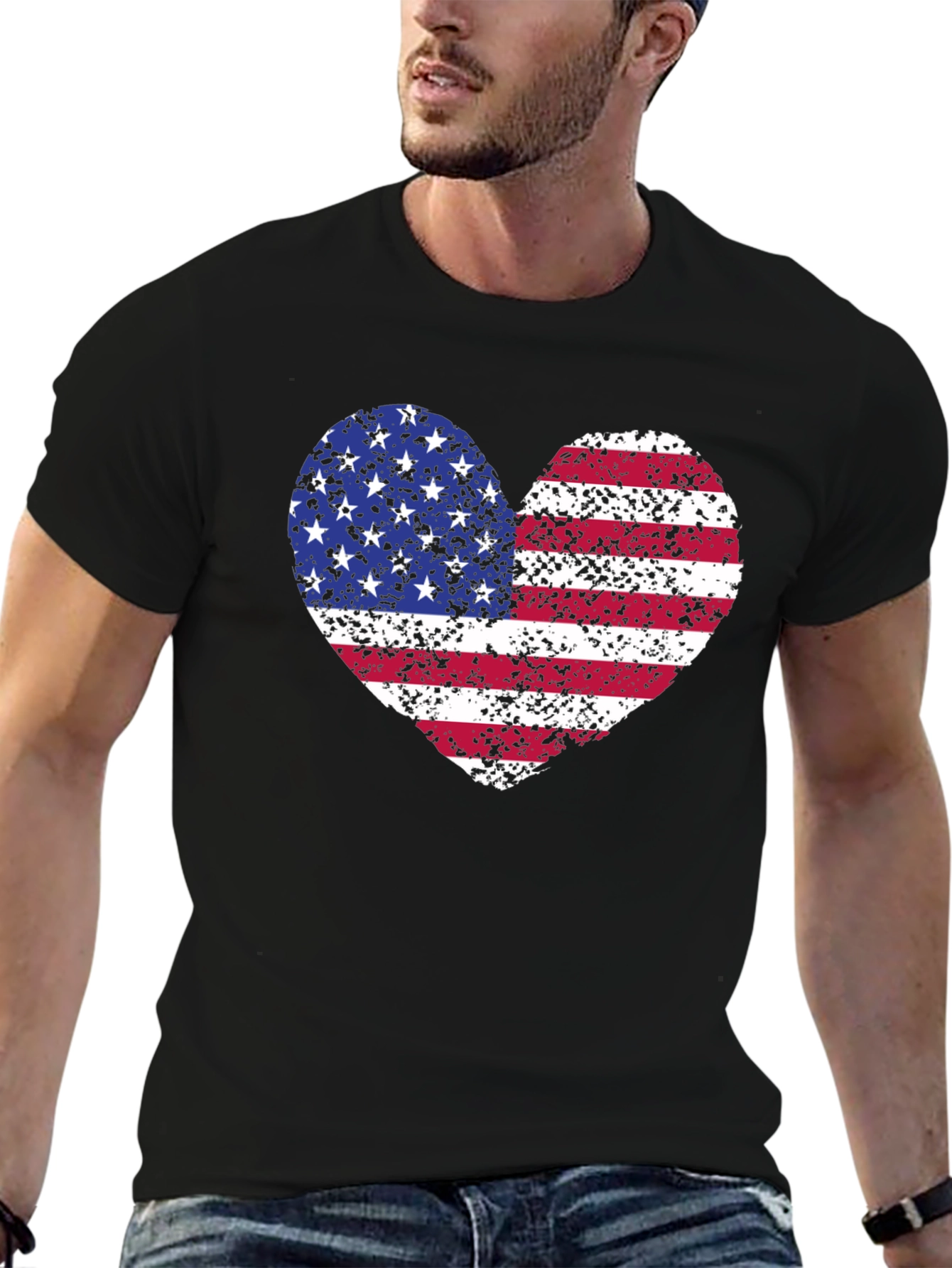 USA Flag Heart T-Shirt - Patriotic Pride